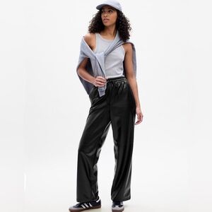 Gap Mid Rise Easy Wide-Leg Vegan-Leather Pants